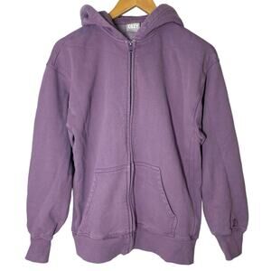 Aritzia Womens TNA Cozy Fleece Boyfriend Lavender Full Zip Hoodie Sweater Sz XS